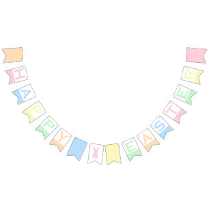Bannière À Fanions Couleurs en pastel heureuses de Pâques
