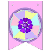 Bannière À Fanions Couleurs pastel & coeurs violets battre (Premier drapeau)