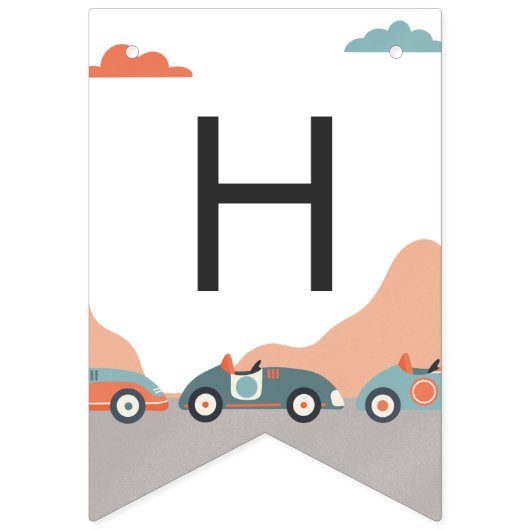 Bannière À Fanions Course Car Two Fast 2 Curious Bonne fête d'anniver (Deuxième drapeau)