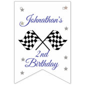 Bannière À Fanions Course fête d'anniversaire | Fast One & Two (Premier drapeau)