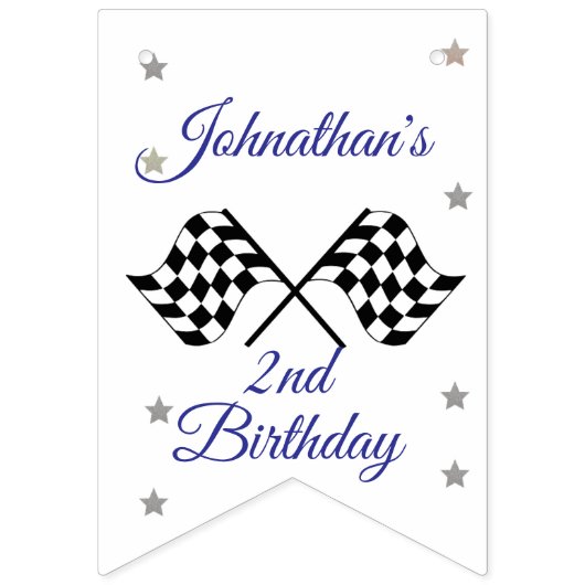 Bannière À Fanions Course fête d'anniversaire | Fast One & Two (Premier drapeau)