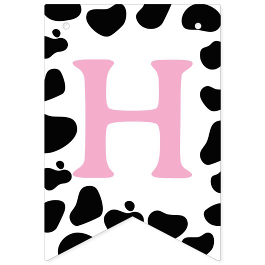 Bannière À Fanions Cow Theme First Birthday (Deuxième drapeau)