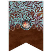 Bannière À Fanions cowboy brun turquoise pays mariage de l'ouest (Premier drapeau)