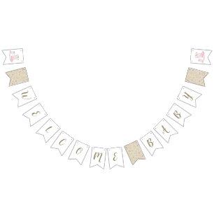 Bannière À Fanions Cowgirl Baby shower Pays Western Rose Girl