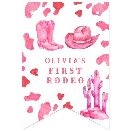 Bannière À Fanions Cowgirl Western Premier Rodéo fête d'anniversaire (Deuxième drapeau)