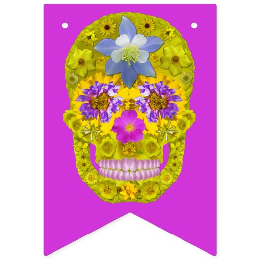 Bannière À Fanions Crâne de fleurs 3 (Premier drapeau)