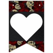 Bannière À Fanions Crânes Roses Rouges Noir Floral Gothique M & Mme (Deuxième drapeau)