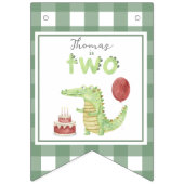 Bannière À Fanions Crocodile d'aquarelle 2e anniversaire (Premier drapeau)