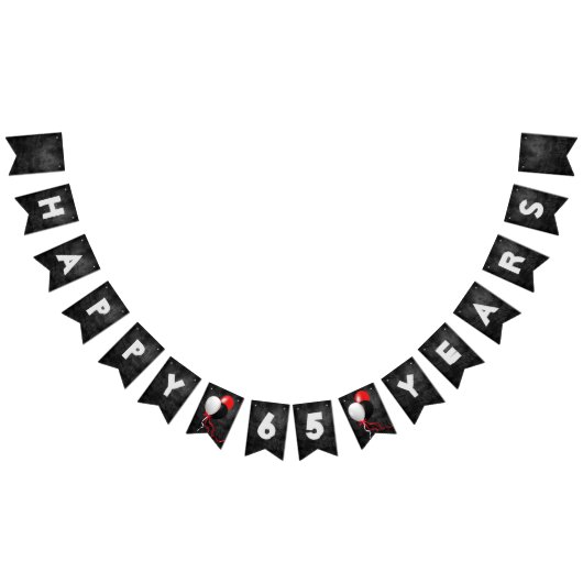 Bannière À Fanions cuir noir et ballons pour 65ème anniversaire (Tout)