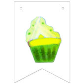 Bannière À Fanions cupcake jaune calligraphie moderne heureux anniver (Troisième drapeau)