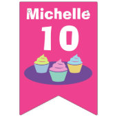 Bannière À Fanions Cupcake thème enfant fête d'anniversaire personnal (Premier drapeau)