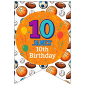 Bannière À Fanions Custom 10e Anniversaire Thème sportif (Troisième drapeau)