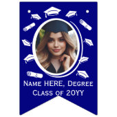 Bannière À Fanions Custom 16 Photos Graduation Cap Toss, Diplôme Bleu (Deuxième drapeau)