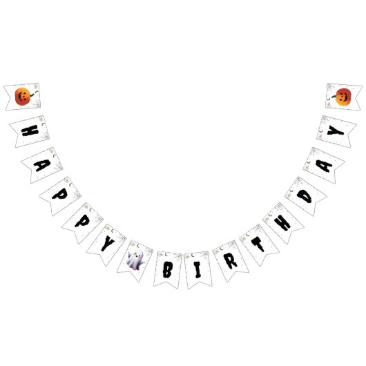 Bannière À Fanions Cute Boo Halloween Ghost Boy Joyeux anniversaire (Tout)