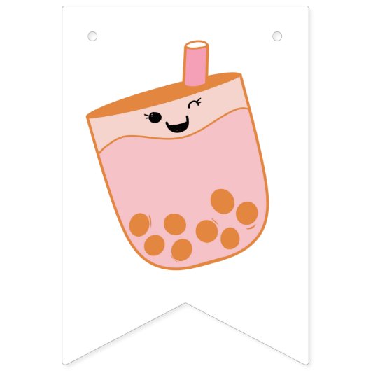 Bannière À Fanions Cute Bubble Tea Boba Party (Deuxième drapeau)