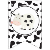 Bannière À Fanions Cute Cow Daisy and Cow Imprimer Anniversaire (Premier drapeau)