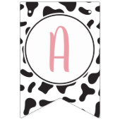 Bannière À Fanions Cute Cow Daisy and Cow Imprimer Anniversaire (Troisième drapeau)