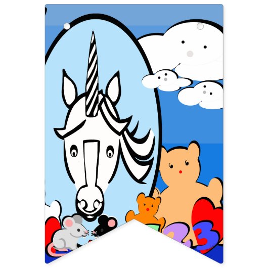 Bannière À Fanions Cute Fun Unicorn (Premier drapeau)