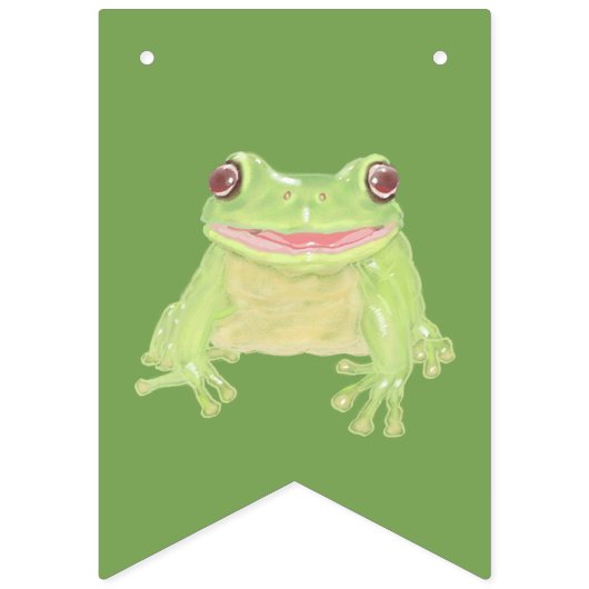 Bannière À Fanions Cute Green Tree Frog - image unique. (Premier drapeau)