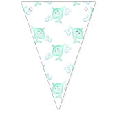 Bannière À Fanions Cute Pastel Vert Enfants Aquarelle requin (Deuxième drapeau)