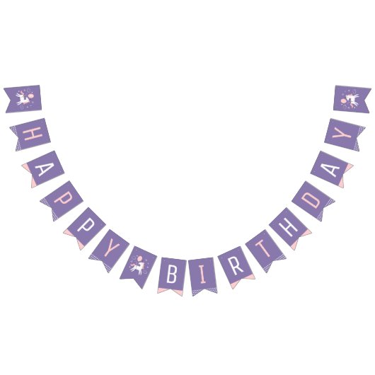 Bannière À Fanions Cute rose et violet licorne Joyeux anniversaire (Tout)