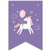 Bannière À Fanions Cute rose et violet licorne Joyeux anniversaire (Premier drapeau)