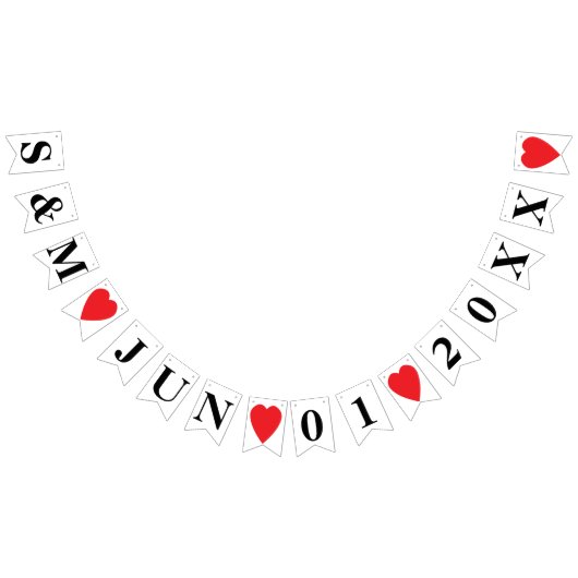 BANNIÈRE À FANIONS DATE DU MARIAGE PERSONNALISÉ ET INITIALES BRIDE+GR (Tout)