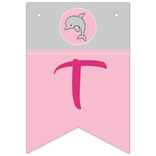 Bannière À Fanions Dauphin rose/gris baby shower