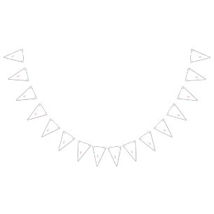 Bannière À Fanions De délicates fleurs roses et marron ornent un blan