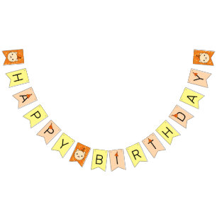 Bannière À Fanions Décor de fête de chats orange d'anniversaire neutr