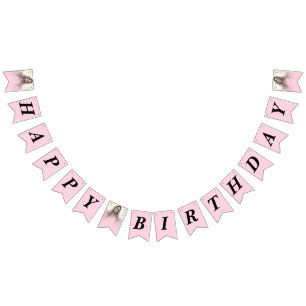 Bannière À Fanions Dégradé Rose Foncé de Photo Joyeux Anniversaire