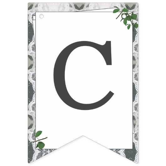 Bannière À Fanions Dentelle blanche et Feuilles Roses (Premier drapeau)