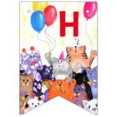 Bannière À Fanions Dessin de fête de chats heureux - Joyeux anniversa (Deuxième drapeau)