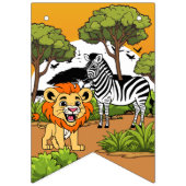 Bannière À Fanions Dessin Safari Jungle Animaux Party Bunting Bannièr (Premier drapeau)