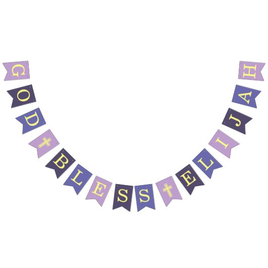 Bannière À Fanions Dieu Béni 6 Lettres Garçon Baptême pourpre Communi (Tout)