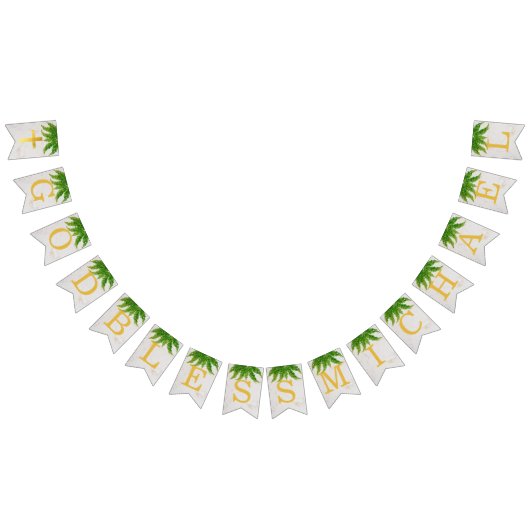 Bannière À Fanions Dieu Béni 7 Lettres Foliage Fern Baptême Communion (Tout)