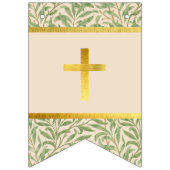 Bannière À Fanions Dieu Béni 7 Lettres Vert Feuilles Baptême Communio (Premier drapeau)