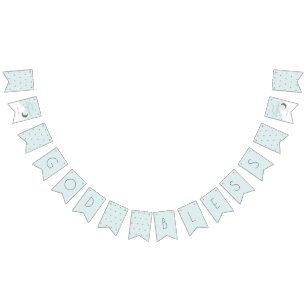 Bannière À Fanions Dieu Béni Crescent Lune & Étoiles Garçon bleu Bapt