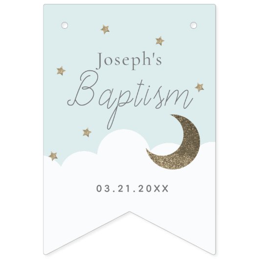 Bannière À Fanions Dieu Béni Crescent Lune & Étoiles Garçon bleu Bapt (Deuxième drapeau)