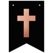 Bannière À Fanions Dieu Béni Rose Or Noir Confirmation religieuse (Premier drapeau)