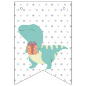 Bannière À Fanions Dinosaur anniversaire amis neutre pastel (Premier drapeau)