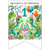 Bannière À Fanions Dinosaur Dino 1ère fête d'anniversaire (Deuxième drapeau)