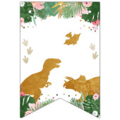 Bannière À Fanions Dinosaur Joyeuse fille d'anniversaire Pink and Gol (Premier drapeau)