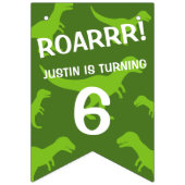 Bannière À Fanions Dinosaure vert magnifique thème Anniversaire fête (Premier drapeau)