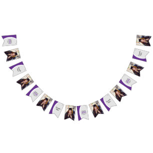 Bannière À Fanions Diplôme de photo avec cadre courbé pourpre