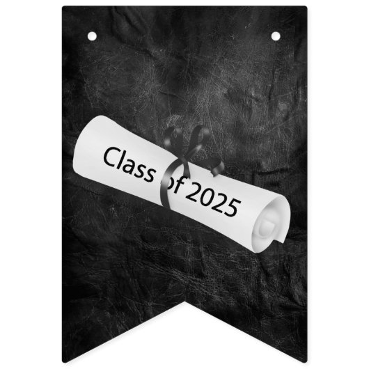 Bannière À Fanions Diplôme en cuir noir 2025 (Premier drapeau)