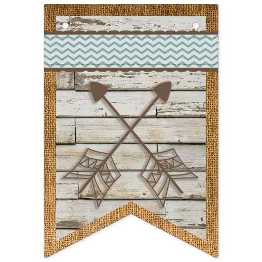 Bannière À Fanions do-it-yourself Banner Grange Bois et Burlap Arrièr (Premier drapeau)