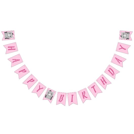 Bannière À Fanions Donkey Anniversaire rose (Tout)
