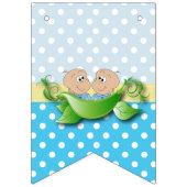 Bannière À Fanions Double Bébé Douche Garçon - Deux Pois Dans Une Poi (Premier drapeau)