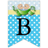 Bannière À Fanions Double Bébé Douche Garçon - Deux Pois Dans Une Poi (Troisième drapeau)